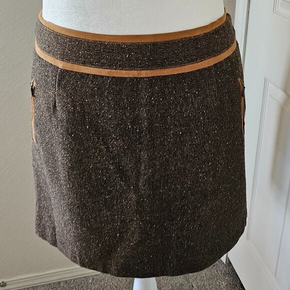Bob Timberlake Brown/Tan Wool Blend Tweed Pencil Skirt - Picture 1 of 5